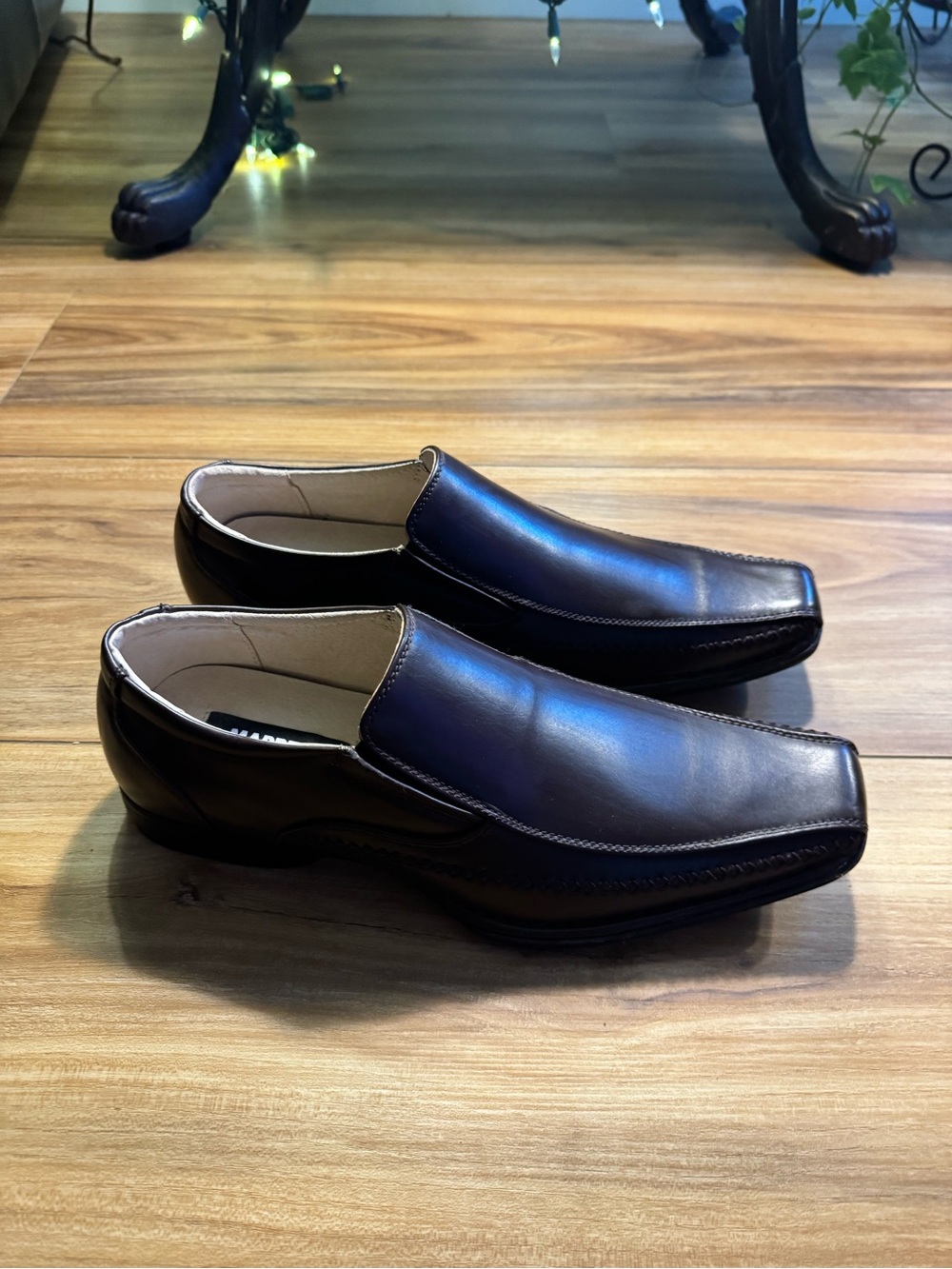 Men's Dark Brown Slip-On Faux Leather Loafers With Leather Lining and Sock